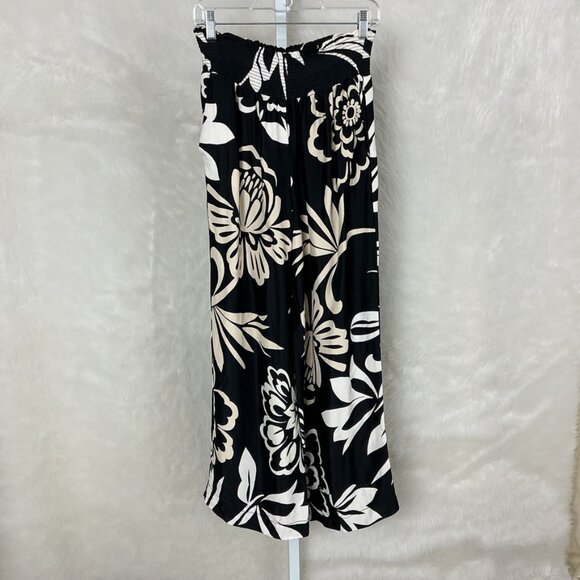 Maeve Anthropologie Black & Ivory Floral The Saria Smocked Wide Leg Pants M - Picture 1 of 5